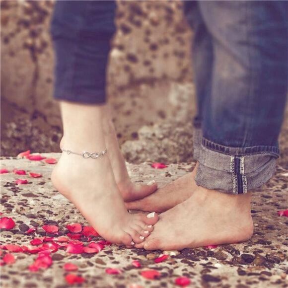 Billie Bijoux Sterling Silver Infinity Anklet Adjustable Love Charm Bracelet - Picture 4 of 7